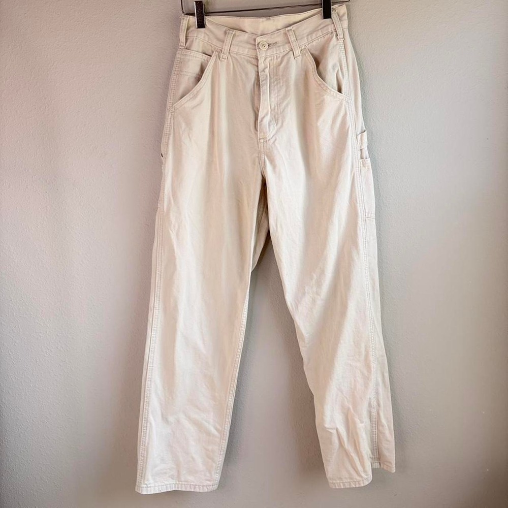 John Galt Cream High Waisted Carpenter Relaxed Fit Pants